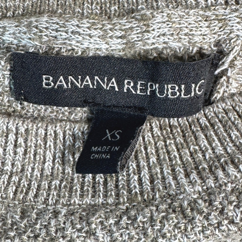 Banana Republic Womens XS‎ Olive Marled Knit Tulip Crossover Back Crew Sweater - Picture 3 of 4
